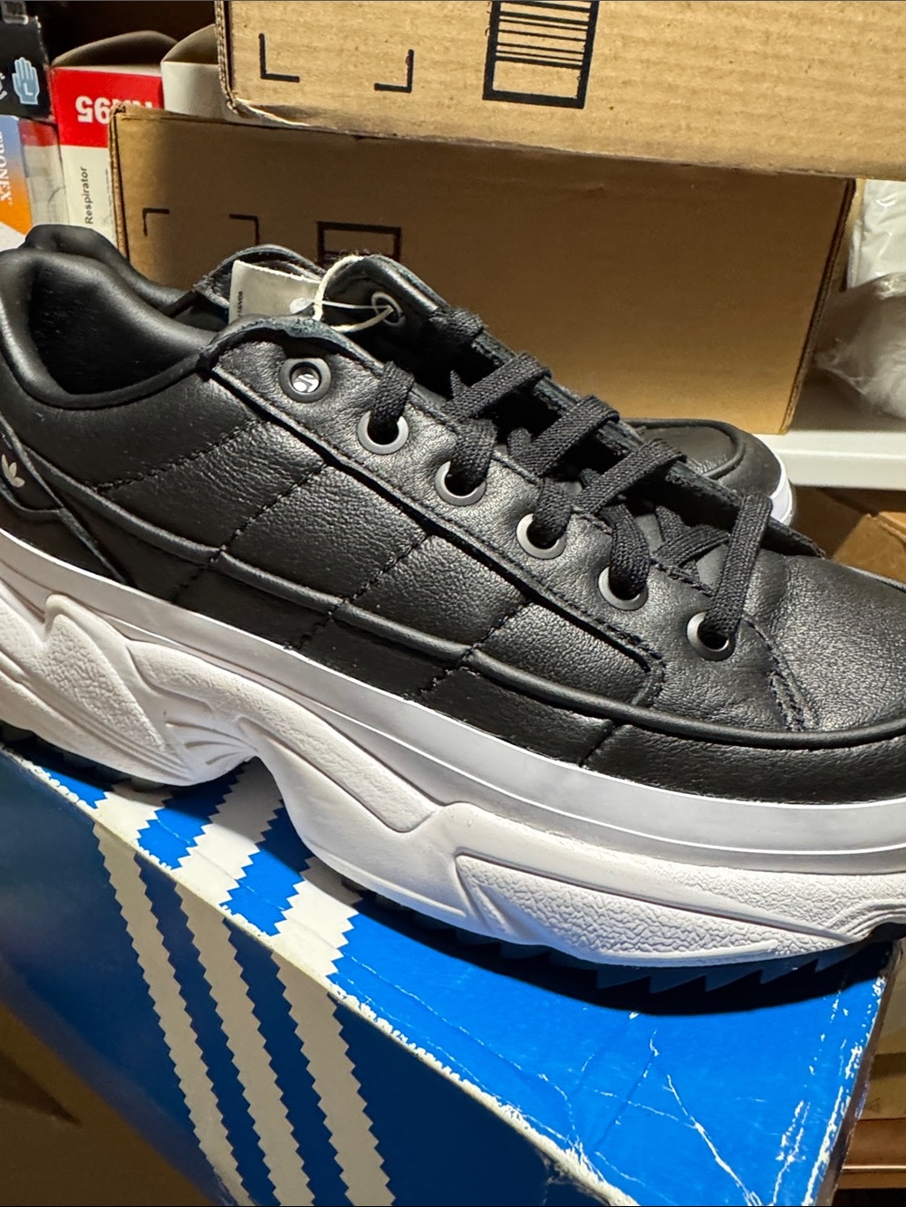 adidas Black and White Chunky Lace-Up Sneaker